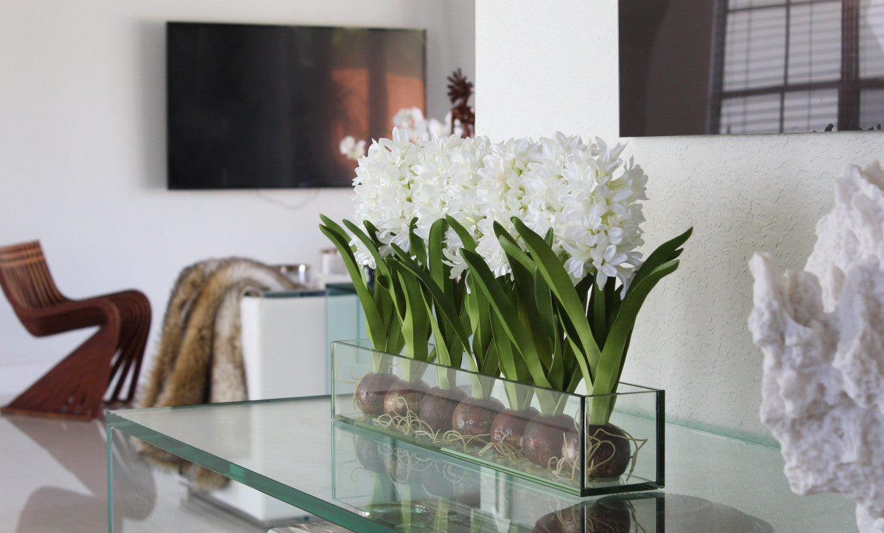 Composition Jacinthes 91 cm | Signature Menton, blanc