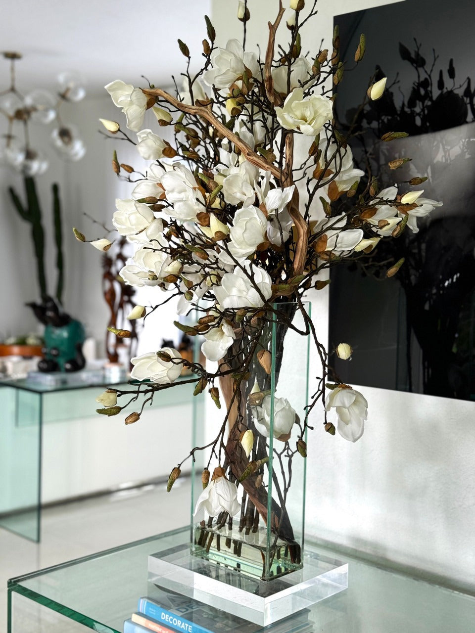 Composition Magnolia — Collection Camargue, 51 cm, blanc