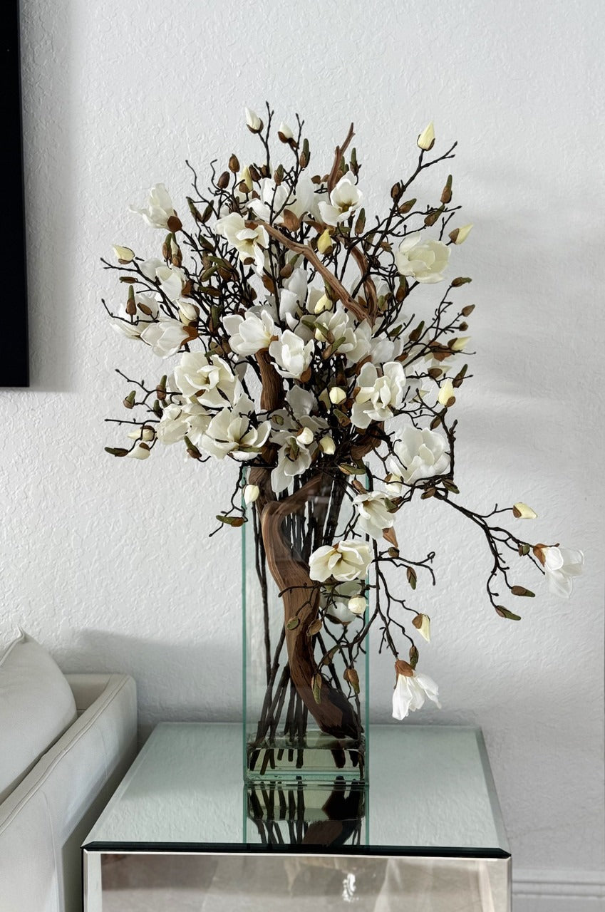 Composition Magnolia — Collection Camargue, 51 cm, blanc